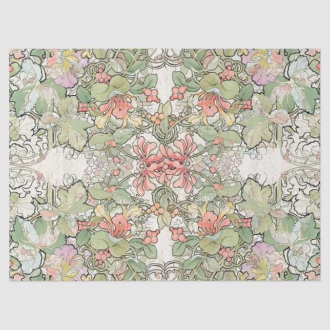 Papel De Seda O Hollyhock de Nouveau da arte de Mucha floresce o (Frente )