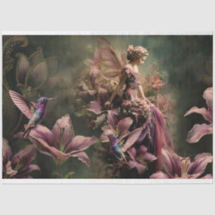 Papel De Seda O Lírio Conto de Fadas Fantasia Beija-flor Floral