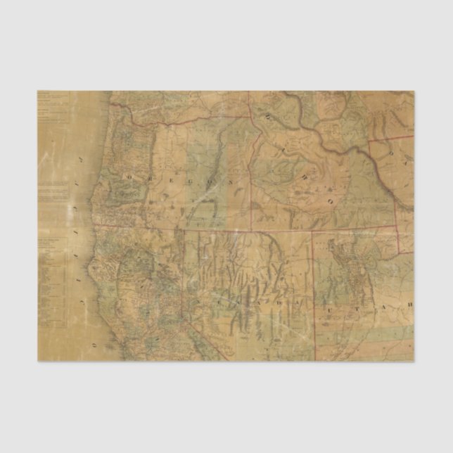 Papel De Seda O mapa de Bancroft dos estados pacíficos (Frente )