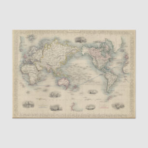 Papel De Seda O mundo na projeção de Mercator