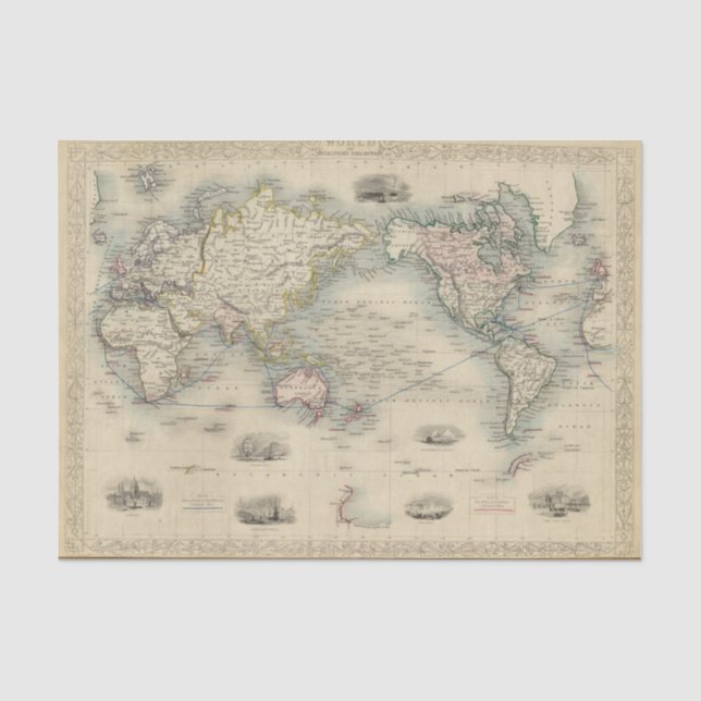 Papel De Seda O mundo na projeção de Mercator (Frente )
