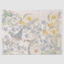 Papel De Seda O narciso dos pássaros do Bluebird floresce o