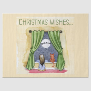 Papel De Seda O Natal deseja o Xmas bonito do gato da criança &