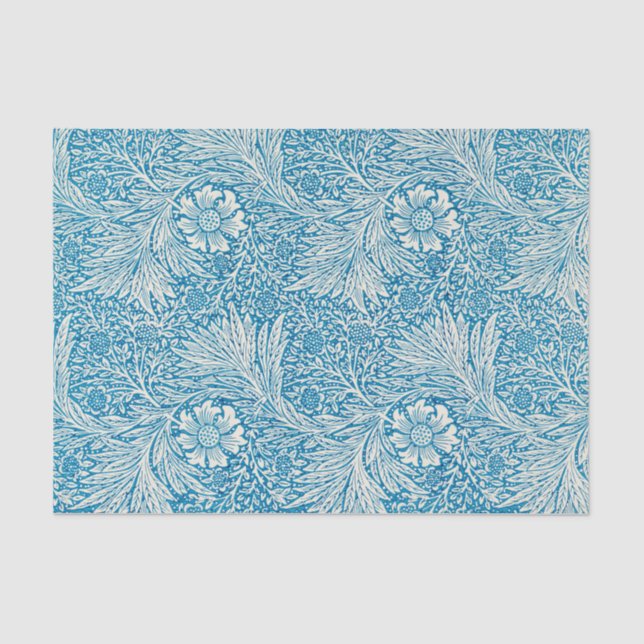 Papel De Seda O padrão branco azul marigold de William Morris (Frente )