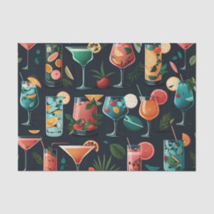 Papel De Seda O padrão de bebidas dos coquetéis. Bebidas alcoóli