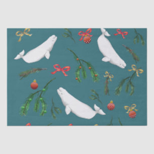 Papel De Seda O Padrão de Ilustração da Baleia Beluga de Nata