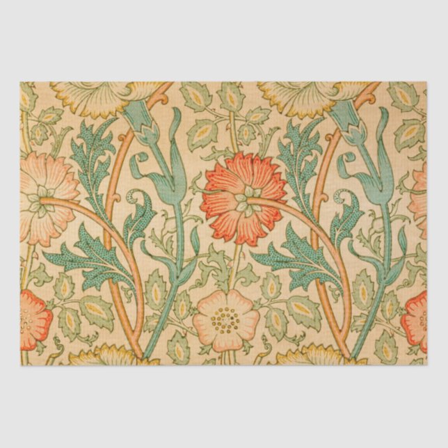 Papel De Seda O padrão rosa e Rosa famoso de William Morris (Frente )