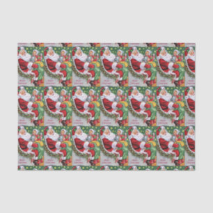 Papel De Seda O papai noel e as crianças do vintage telharam o