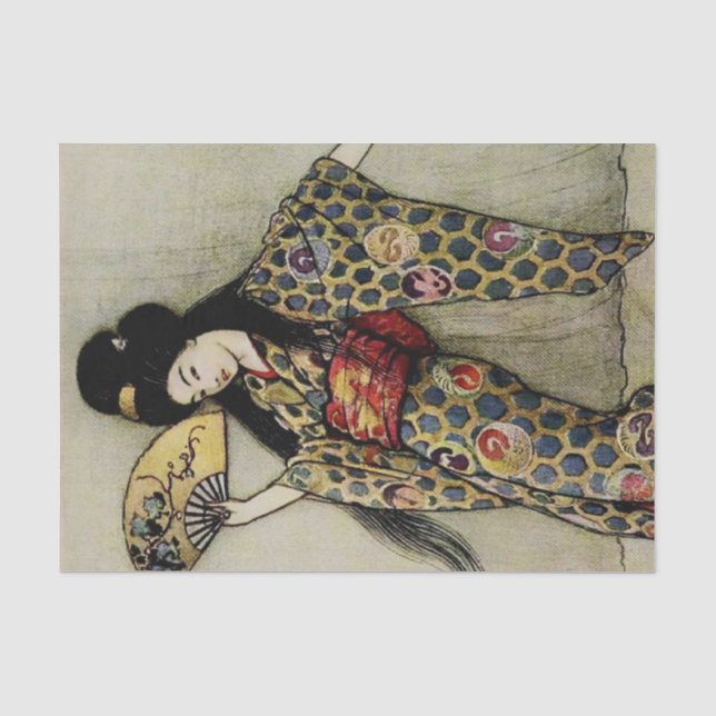Papel De Seda “O Pente de Ouro” por Warwick Goble (Frente )