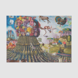 Papel De Seda O Pintura Surrealista do Dia de Fazenda Estranho