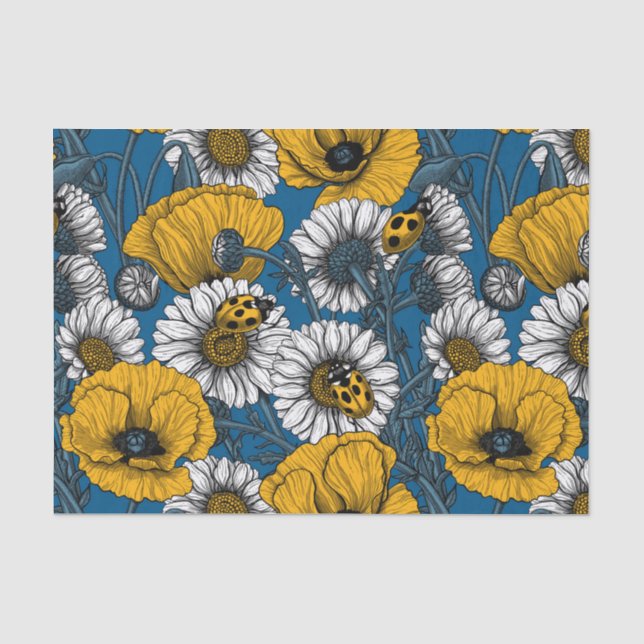 Papel De Seda O prado em amarelo e azul (Frente )