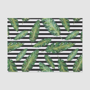 Papel De Seda O preto listra o teste padrão tropical do verão