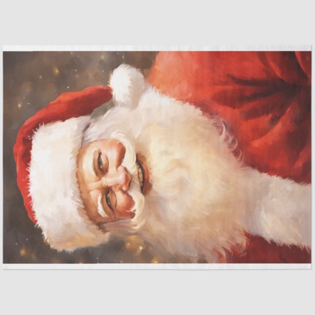 Papel De Seda O retrato clássico de boas-vindas do Papai Noel so (Frente )