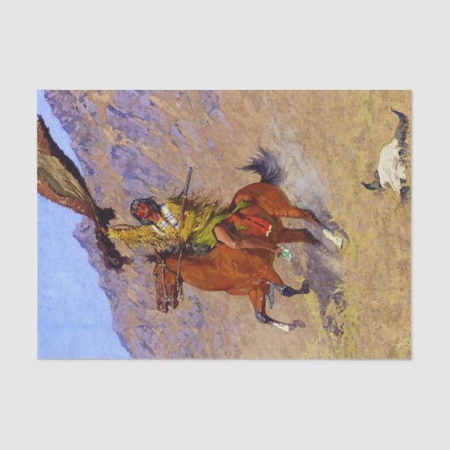 Papel De Seda "O Sinal" Arte Ocidental de Frederic Remington (Frente )