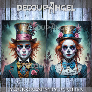 Papel De Seda O Sr. e a Sra. Mad Hatters Decoupage