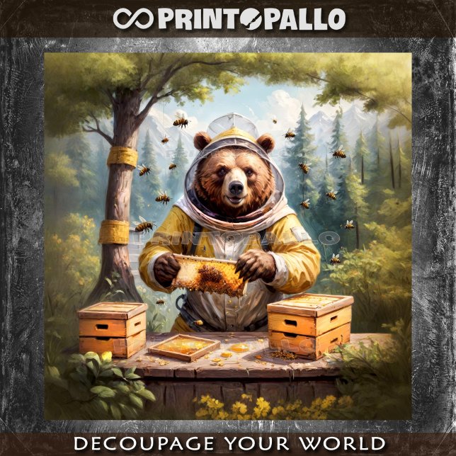 Papel De Seda O urso beekeper cuida da sua abelha e... querida! (Criador carregado)