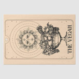 Papel De Seda O Vegan estilizado sol gravado frutas abundantes