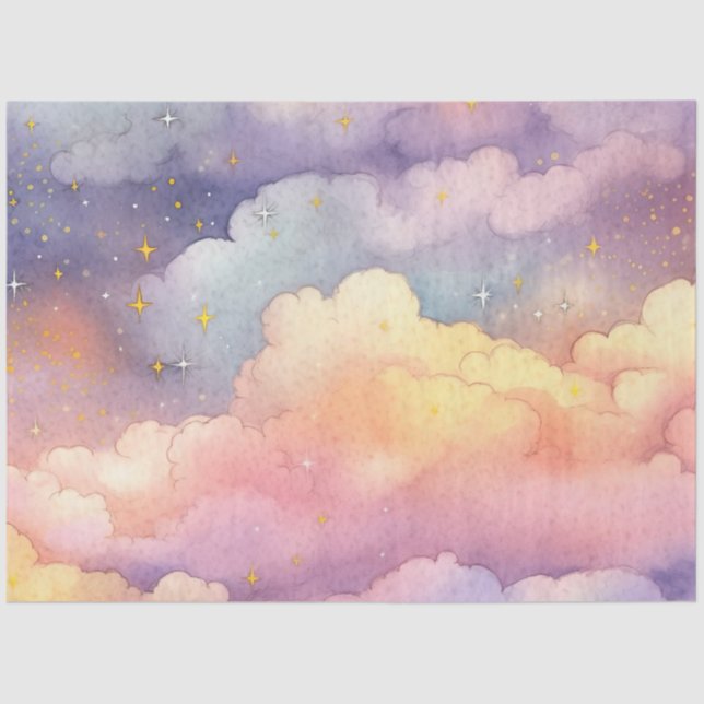 Papel De Seda O Whimsical Pastel Cloud Series Design 6 (Frente )