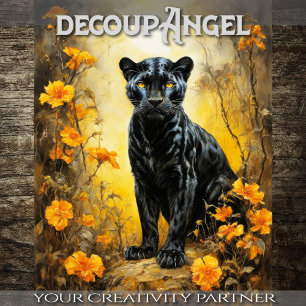 Papel De Seda Oásis Floral do Pantera - Decoupage -