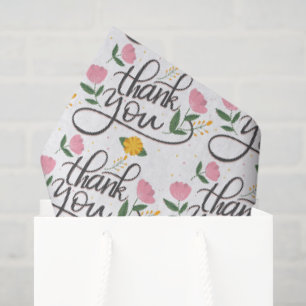Papel De Seda Obrigado - Tipografia moderna & acentos florais
