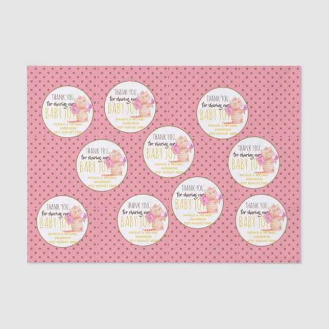 Papel De Seda Obrigados De Gatos Da Princesa primeiro aniversari (Frente )