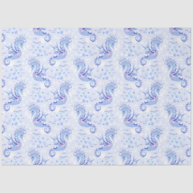 Papel De Seda Oceano Náutico de Lavanda Azul Doce  (Frente )