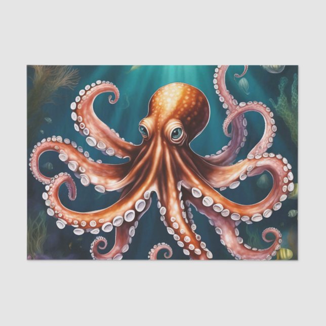 Papel De Seda Octopus Art Underwater (Frente )