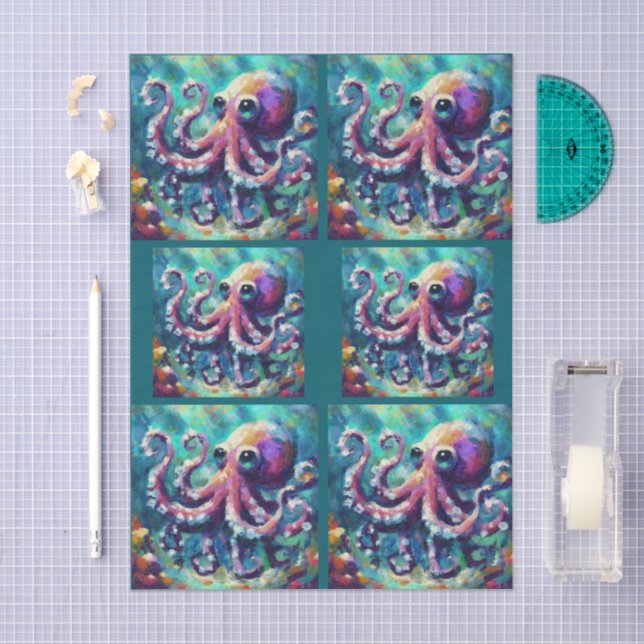 Papel De Seda Octopus Dissociação Costeira de Praia Náutica (Arte )