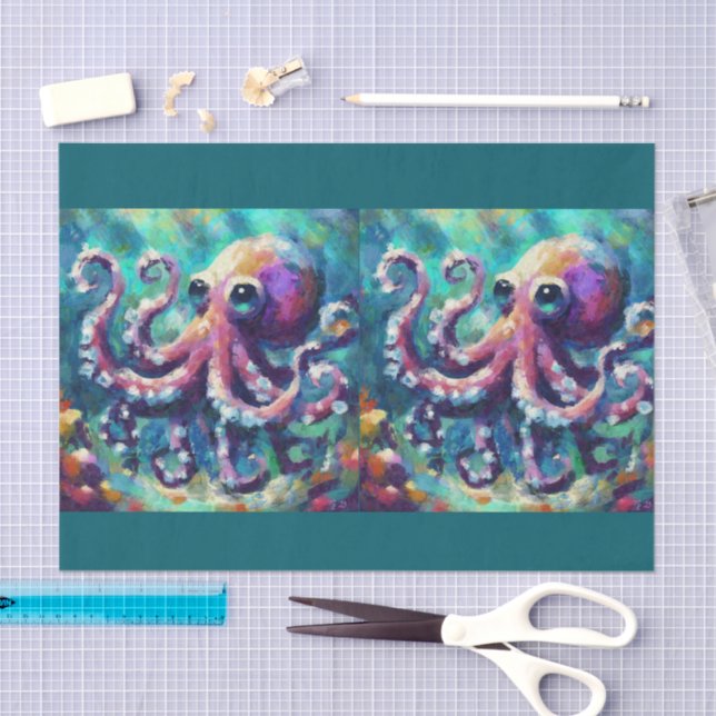 Papel De Seda Octopus Dissociação Costeira de Praia Náutica (Arte )