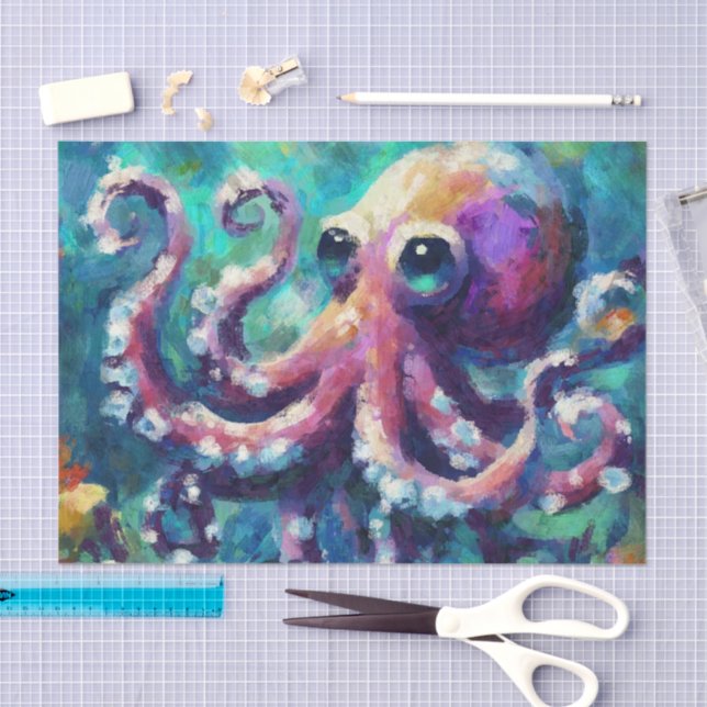 Papel De Seda Octopus Dissociação Costeira de Praia Náutica (Arte )