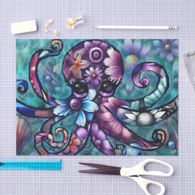 Papel De Seda Octopus Floral de Octopus Dissociação Costeira (Arte )