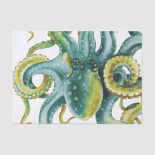 Papel De Seda Octopus Green Tentacle Art