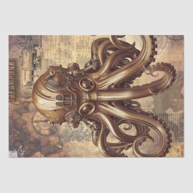 Papel De Seda Octopus Steampunk (Frente )