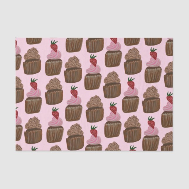 Papel De Seda Oferta de Cupcakes de Chocolate de Diversão (Frente )