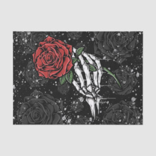 Papel De Seda Oferta de Rosa de Esqueleto Prata Preto Glamour Gó