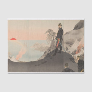 Papel De Seda Oficiais e Homens Admirando a Ascensão do Sol