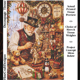 Papel De Seda Oficina de Brinquedos de Natal Steampunk FV4 Decou