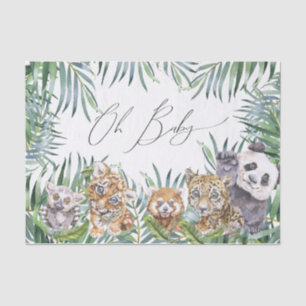 Papel De Seda Oh Baby Shower Animais da Selva Tropical