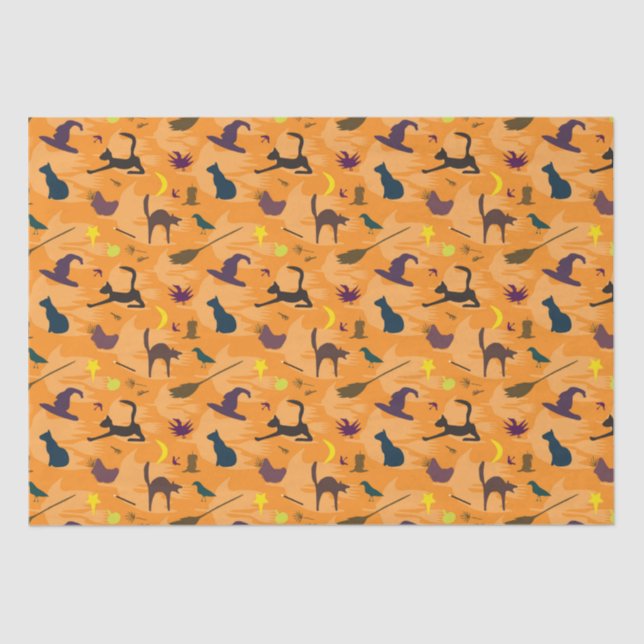 Papel De Seda Olá Bruxa - padrão perfeito de Halloween. (Frente )