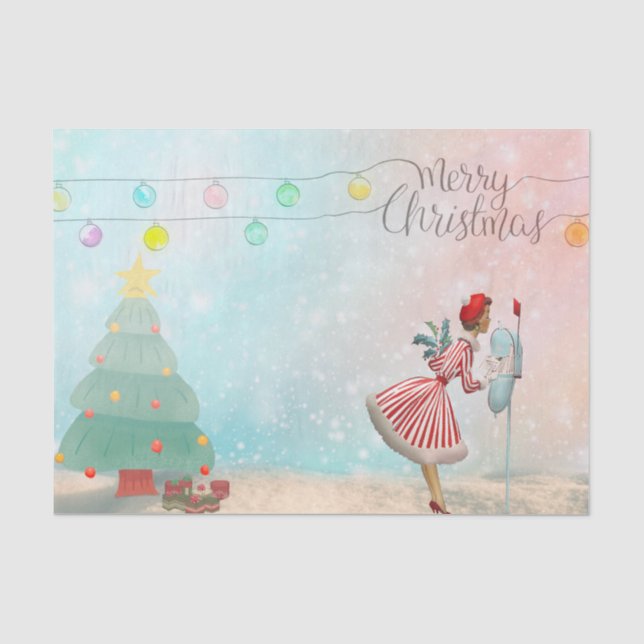 Papel De Seda Olá Natal dos anos 1950! (Frente )