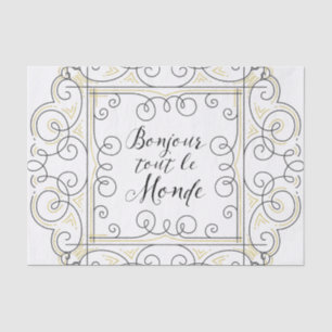 Papel De Seda Olá! todos - o cumprimento de professor francês!