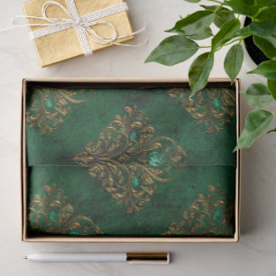 Papel De Seda Old Gold Emerald Francês 
