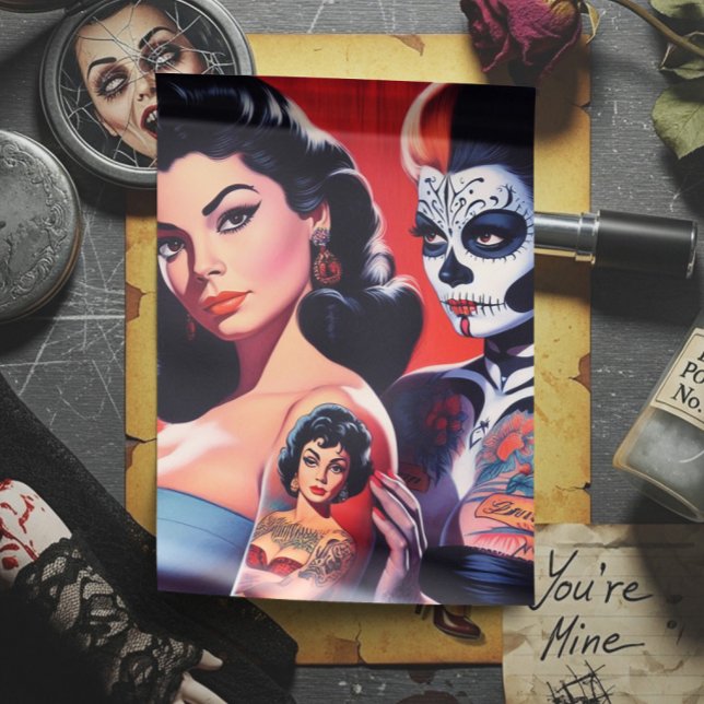Papel De Seda Old School Tattooed Pin-ups (Criador carregado)