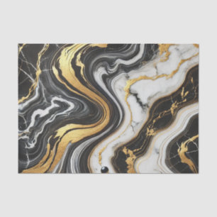 Papel De Seda Olhar de Mármore Preto e Dourado Líquido para Casa