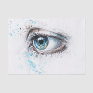 Papel De Seda Olhos Azuis em Choro (tristeza, simpatia e depress