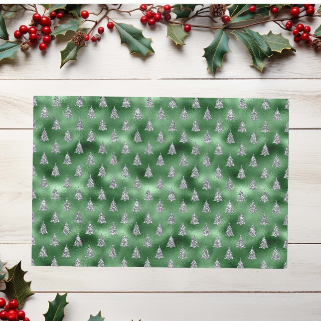 Papel De Seda Olhos brilhantes de NatalÁrvores cintilantes verde (Criador carregado)