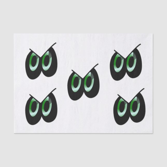 Papel De Seda Olhos de desenho animado com brilho verde (Frente )