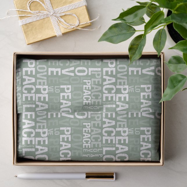 Papel De Seda Oliva Verde Branco Paz Amor Natal (Presente)