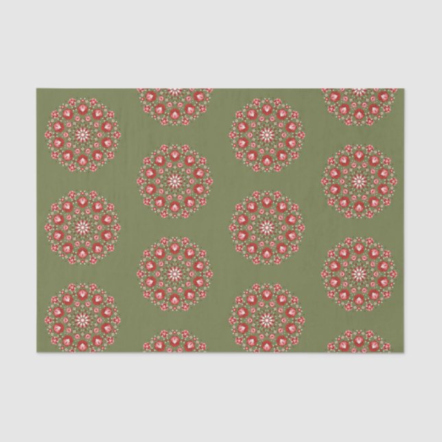 Papel De Seda Olive green rosemaling  (Frente )