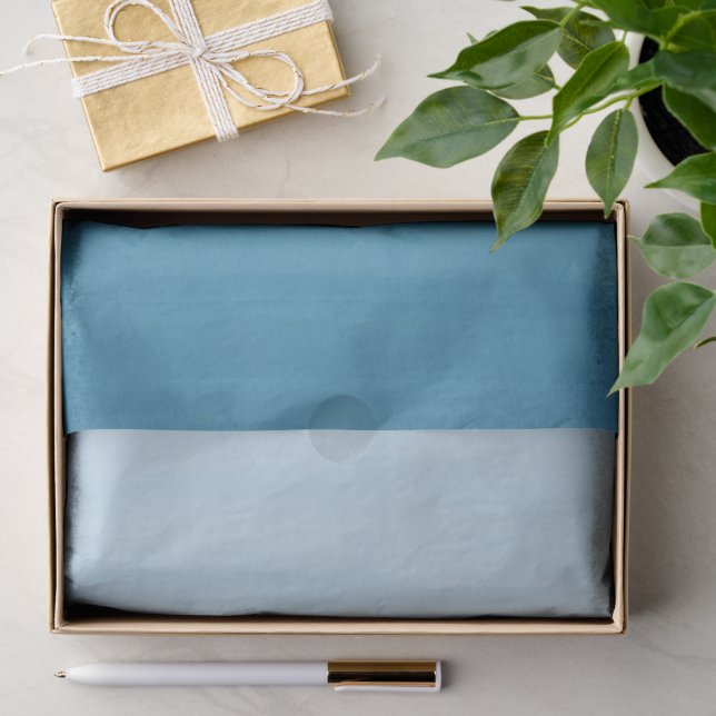 Papel De Seda Ombre Gradiente Tinta Dye Azul Oceano   (Presente)